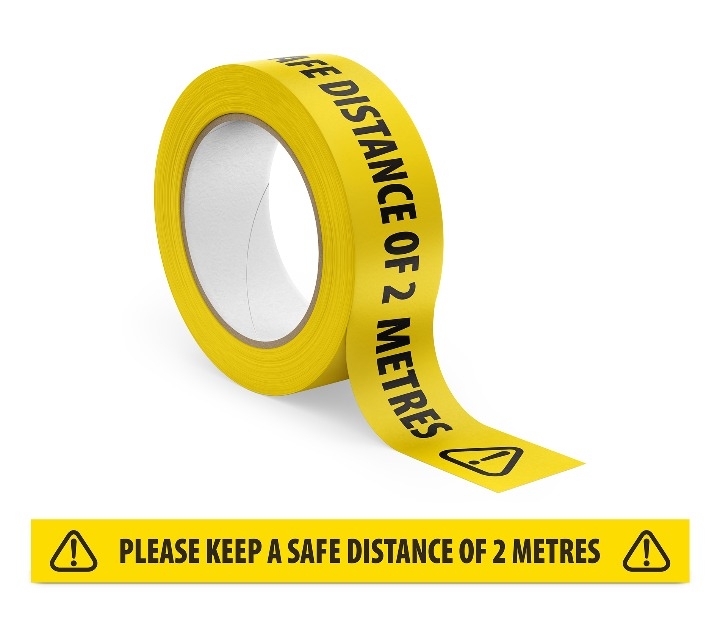Social Distancing Floor tape Free Safety approved face covering Strong Vinyl Yellow 2 metre distance 